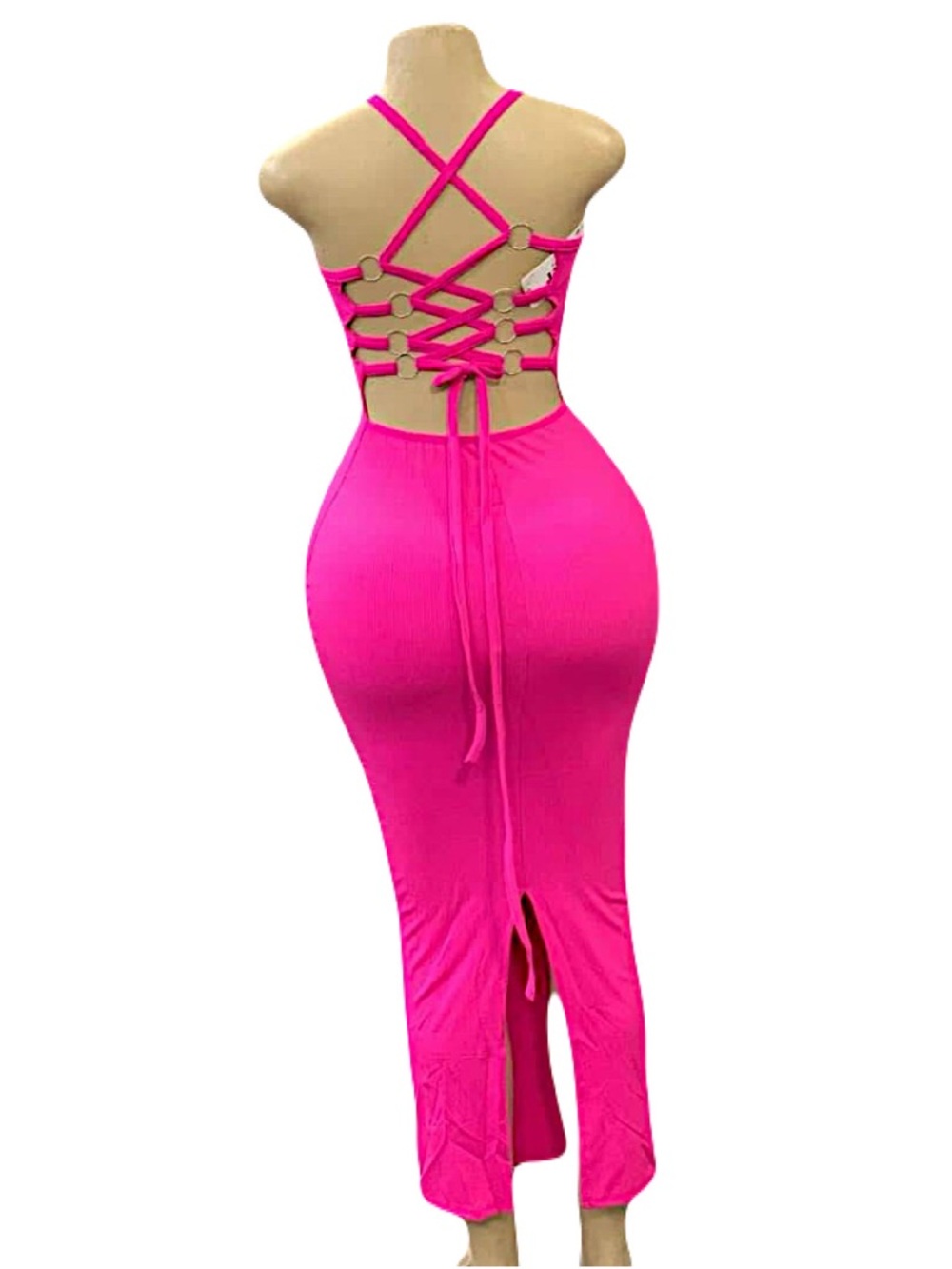 White- Lace-Up Backbody Women’s Maxi Dress